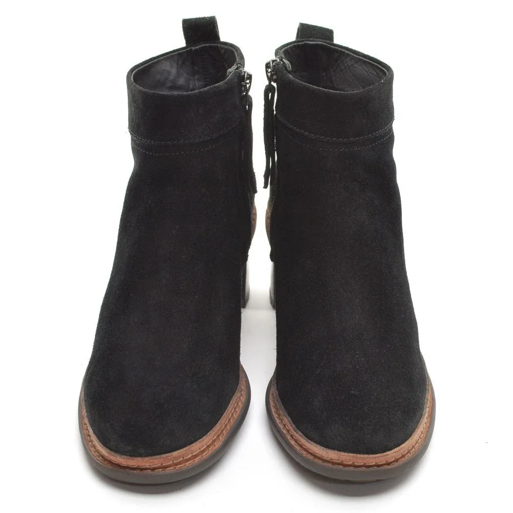 Clarks Trace Glow Black Suede Zip Ankle Boots 39 / 8